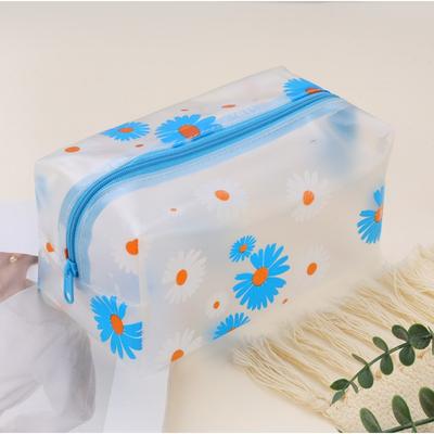 Handtasche mit Gänseblümchenmuster, Tragbare Strand-Waschtasche, Make-up-Tasche mit großem Fassungsvermögen, PVC-mattierte Schwimmbad-Badetasche, Tragetasche zur Aufbewahrung von Kleidung