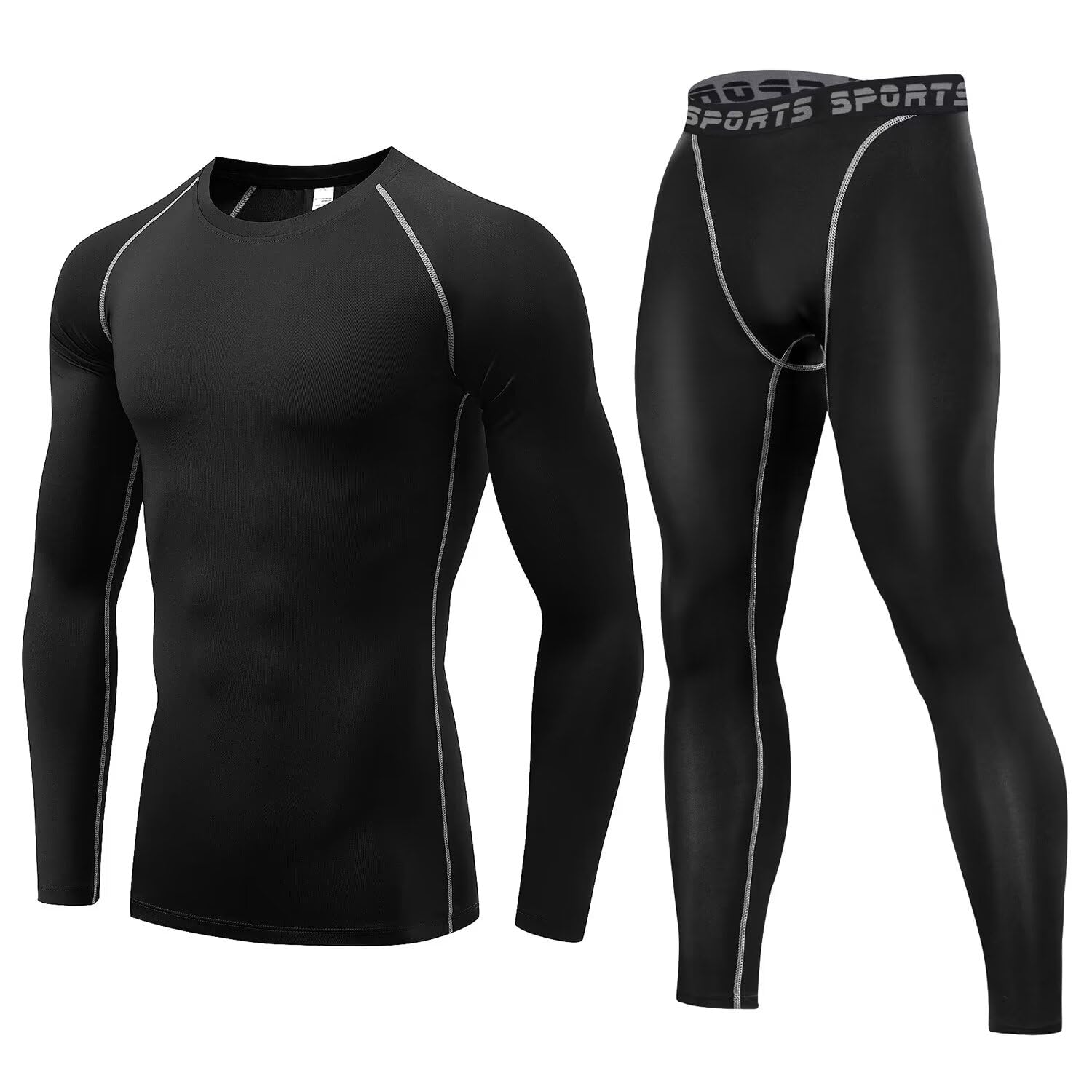 

Sports Innerwear Top and Bottom Large Cold Protection Compression Sports Long Quick Drying Black [THREEGUN] Men s Set, Size, Innerwear, Wear, Wear,
