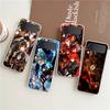 Phone Cover For Samsung Galaxy Z Flip 7 6 5 4 Case Transparent For Samsung Z Flip 3 Hard PC Foldable Bags Genshin Impact Pattern