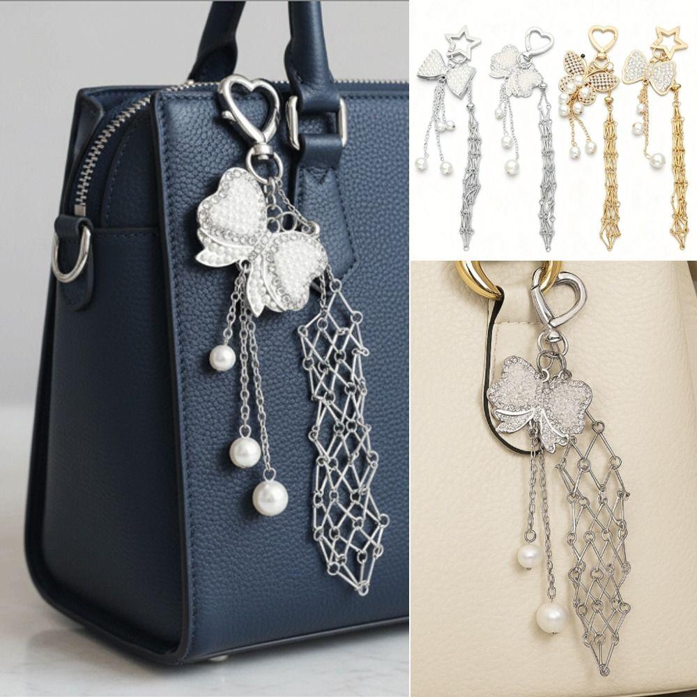 Stainless Steel Metal Net Pocket Lipstick Bag Keychain Silver Color Interchangeable Lip Balm Bag Key Chain Gold Color Y2K