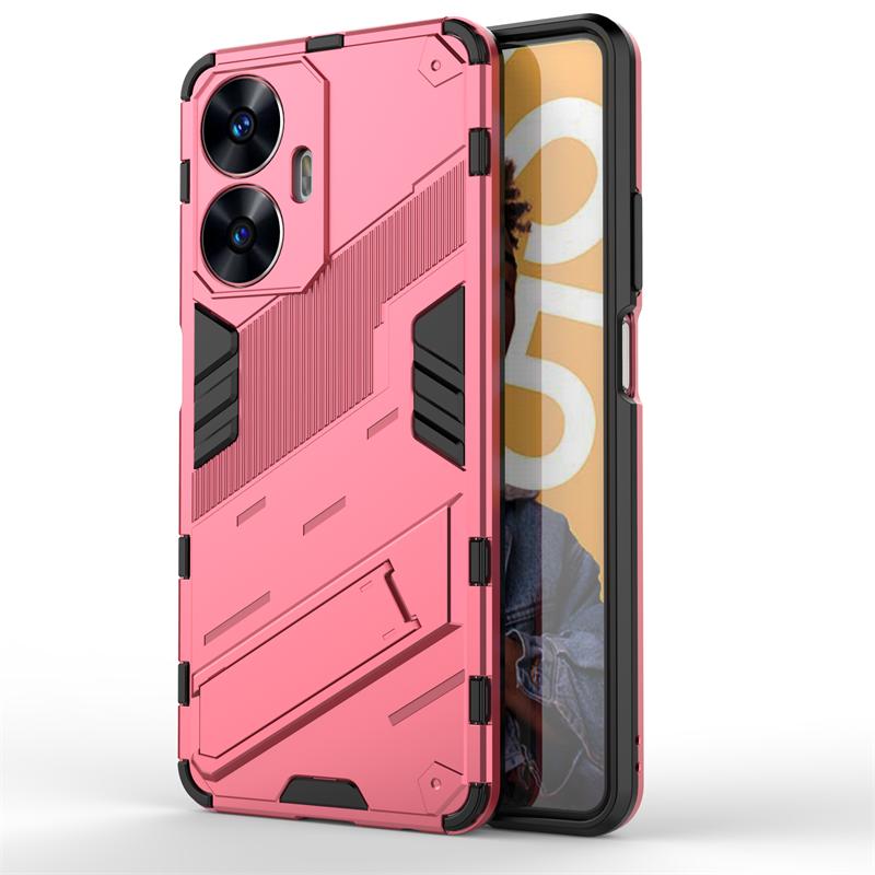 For Realme C55 Case Protective Phone Holder Case For Realme C55 Cover Invisible Bracket TPU Armor Realme C55 Case Realme C55 розовый