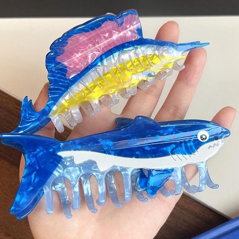 Cute Cartoon Marine Animal Gripper Simulated Fish Hairpin Shark Hair Claw Fashionable Ins Style Hair Clip Hair Accessory