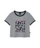 LMR Cat Foster Ringer Crop Short Sleeve T-Shirt Grey