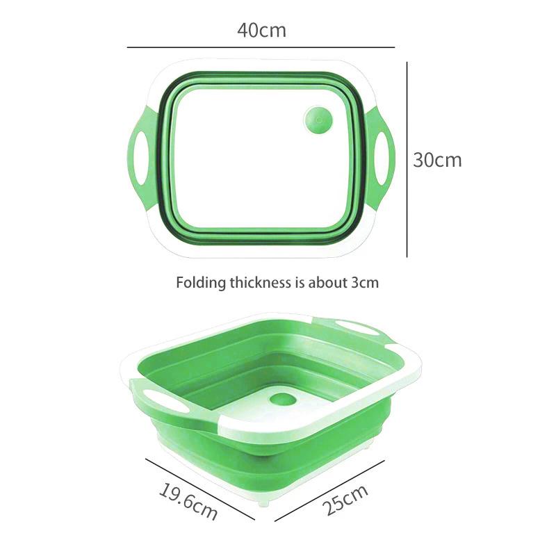 Multifunctional 3 In 1 Folding Cutting Board Drain Basket Collapsible Vegetable Basin Chopping Blocks Kitchen Organizer Supplies