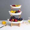 2-3 Tiers Plastic Fruit Plate Wood Holder Oval Serving Bowl Party Bar Food Server Display Stand Candy Dish Shelves Home Storage