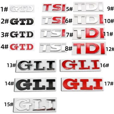 Autocollant Logo Arrière Coffre Métal 3D TSI TDI GTD GLI Emblème Badge Autocollants pour Polo Golf Passat Jetta Scirocco MK4