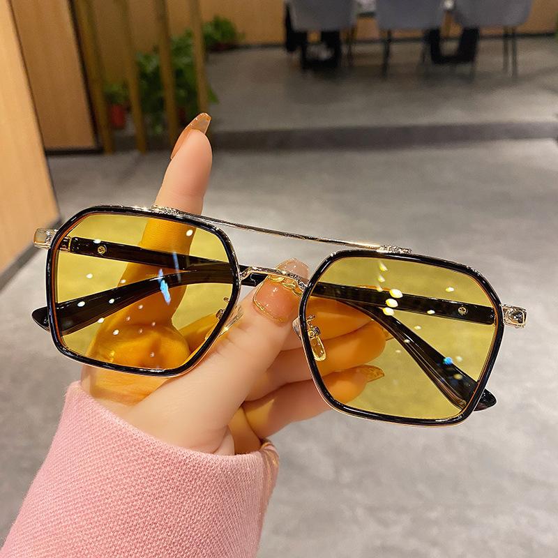 Vintage Large Frame Square Sunglasses Women'S Brand Designer Metal Sun Glasses Men'S Outdoor Driving Eyewear Uv400