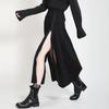 Morino Spring Long Midi Skirt with and Modified Perfect for a Street or Adult and Elegant Black Women's Zipper, A-Line, Slit, Design, Unique, V-kei,