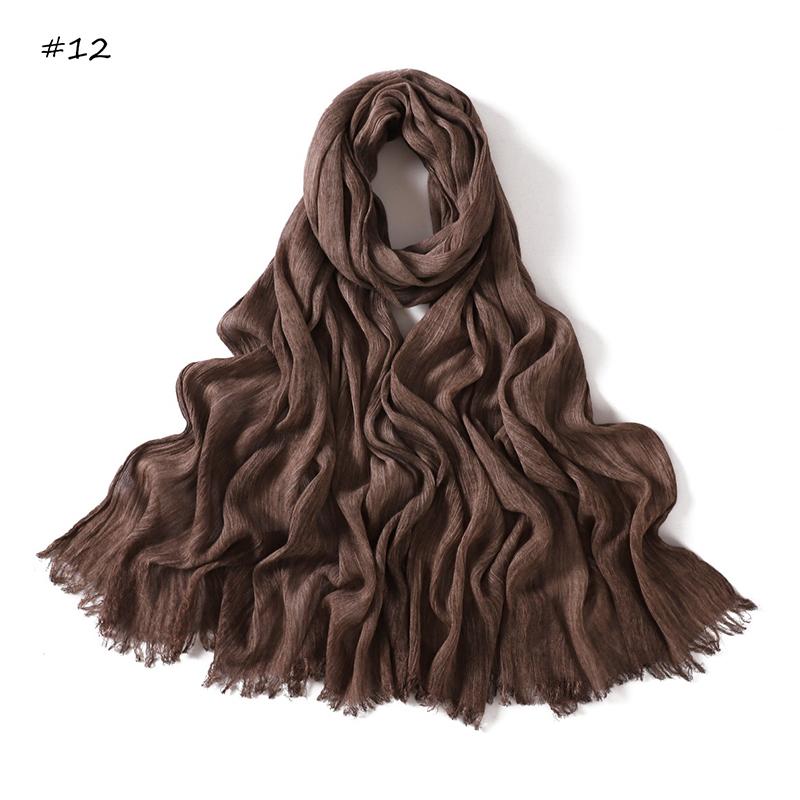 180*65cm Batikové mačkané viskózové hidžáby pro ženy Muslimský šátek Šály Jednobarevné Dámské Prodyšná čelenka Turban Femme Ramanda