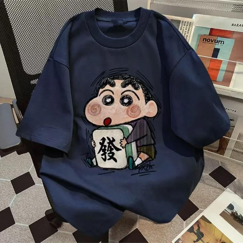 Cartoon Crayon Shin-Chans Summer Ladies T Shirts Japanese Cartoon 100% Cotton Tops Vintage Short Sleeve O Neck Tees T-Shirt