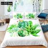 Succulents Bedding Set Green Plant Duvet CoverTropical Botanical Comforter CoverQuilt Cover for Bedroom Decor Full Size 3pcs