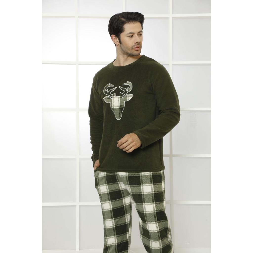 Pigiama Uomo Invernale A Quadri - Set 2 Pezzi Cotone Con Tasche E Scollo A V, Comodo E Caldo - Foto 5