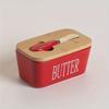 Ceramic Butter Boxes Dishes Cans Cheese Trays Vertical Containers Kitchen Food Storage Containers with Round Wooden Covers Boxes
