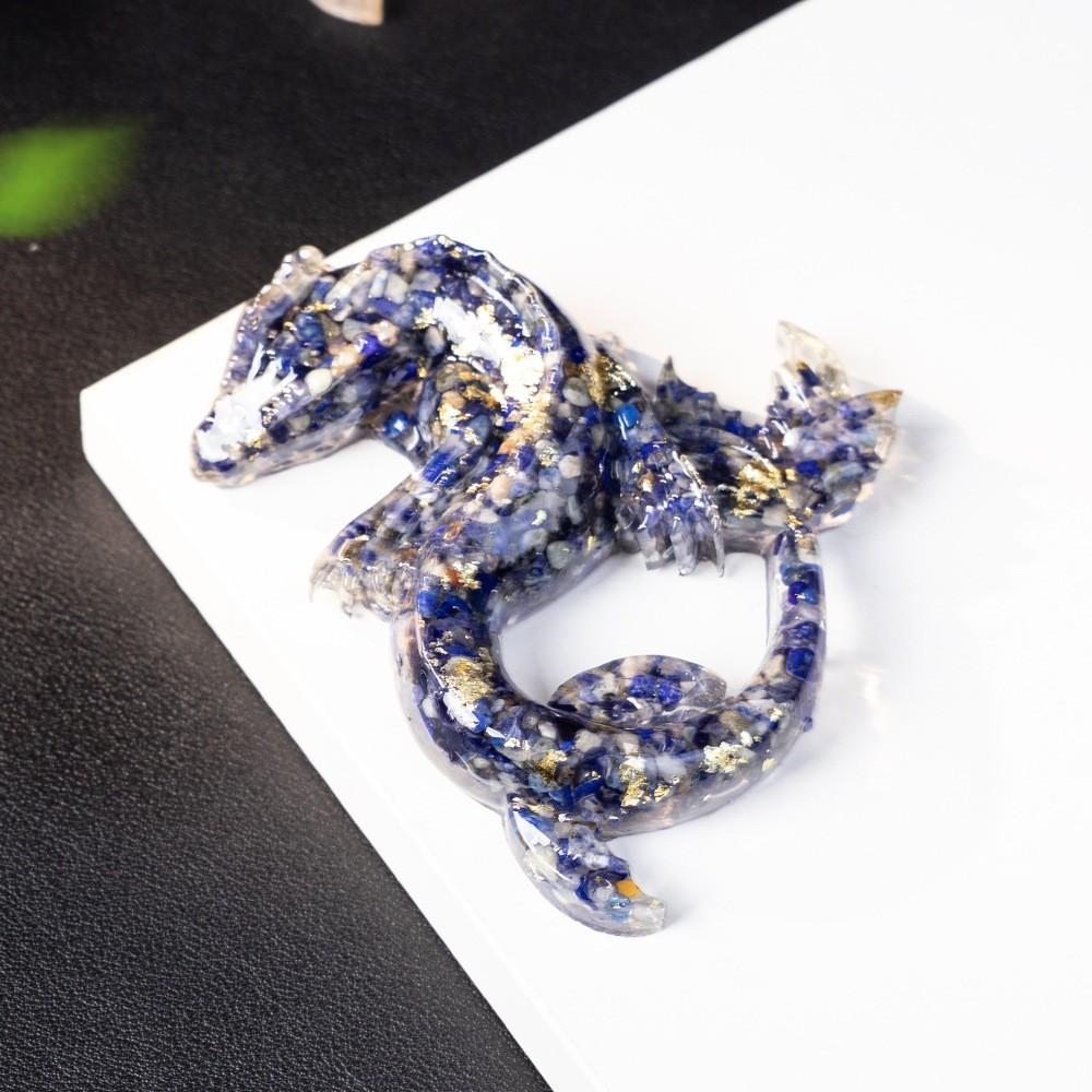 Dragon Resin Crystal Figurine Home Decor With Natural Gemstone Chips For Gift Collectors
