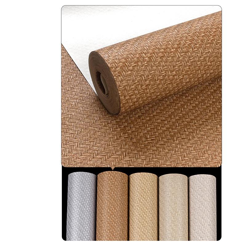 PVC Wallpaper Solid Color Plain Linen Patterned Imitation Straw Woven Wallpaper for Non Self-adhesive waterproof minimalist
