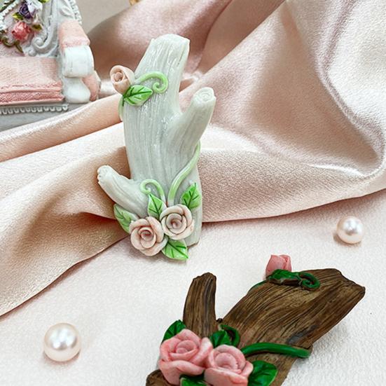 1 Pair Wall Art Hooks Key Hanger Decorative Hooks with Adhesive Resin Flowers And Tree Trunk Hooks for Hats Bags Towels Bedroom Entryway