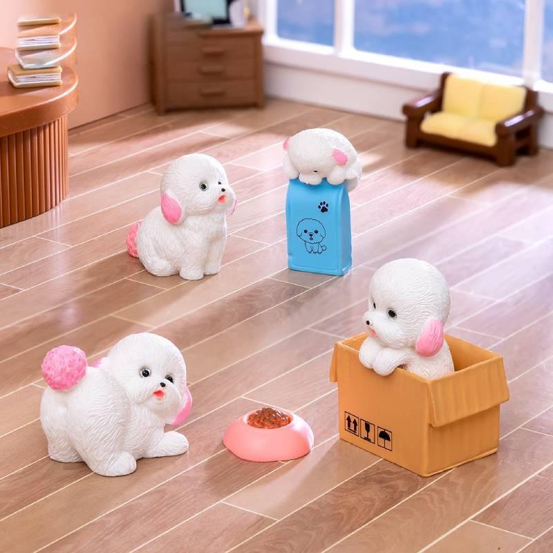 Adorable Miniature Dog Figurine Cute Resin Craft Desk Accessories Diy Decor