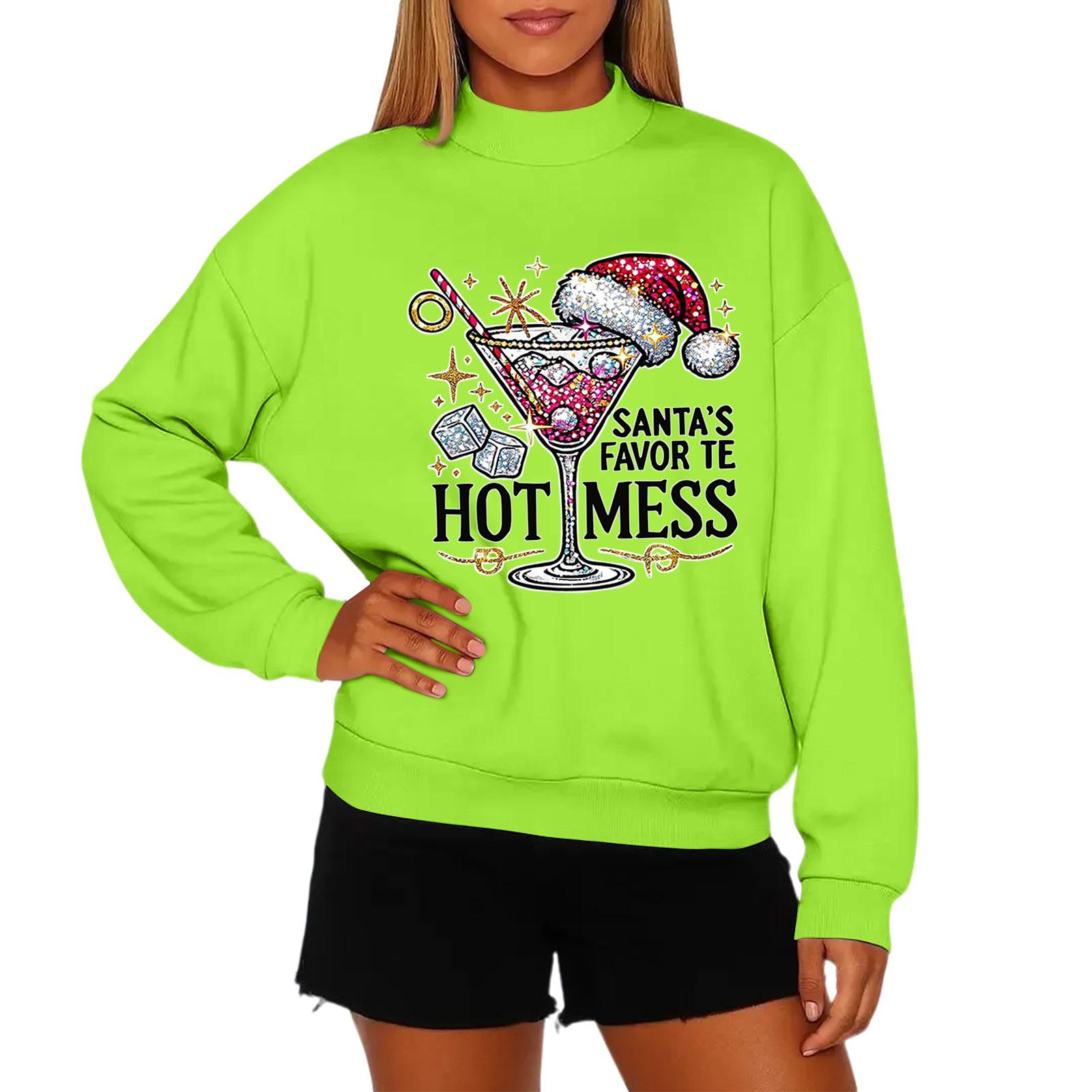 

Женская модная повседневная толстовка с круглым вырезом и длинными рукавами с рождественским принтом L