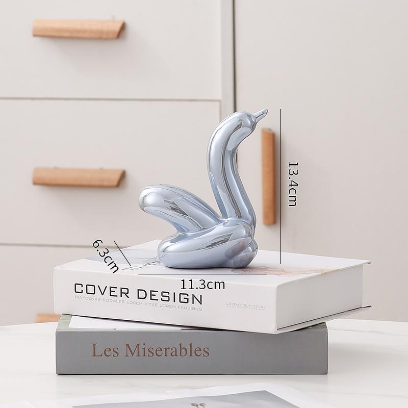 Creative Balloon Swan Electroplating Multi-color Abstract Ceramic Jewelry Sculpture Study Statue Home Office Decoration Gift