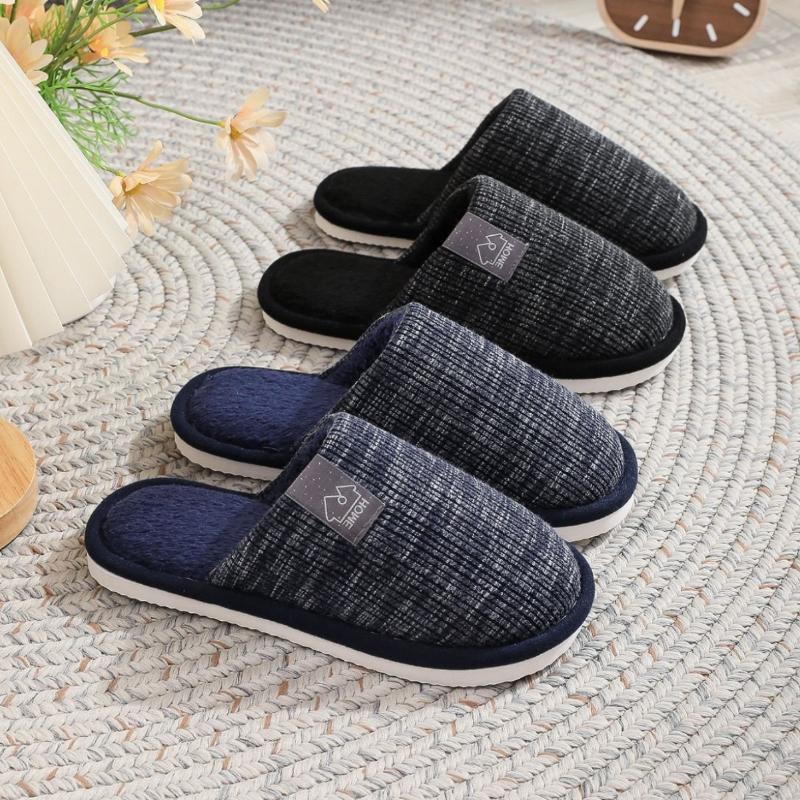 2025 new men's home slippers EVA sole solid color men's cotton slippers manufacturer wholesale