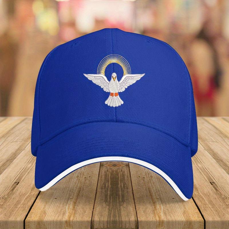 Holy Spirit Dove Baseball Cap Embroidered Red Polyester Adjustable Casual Summer Hat for Adults