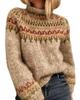 Women's 2026 Retro Color Block Knitwear: Long Sleeve, Comfortable, Versatile Round Neck Sweater