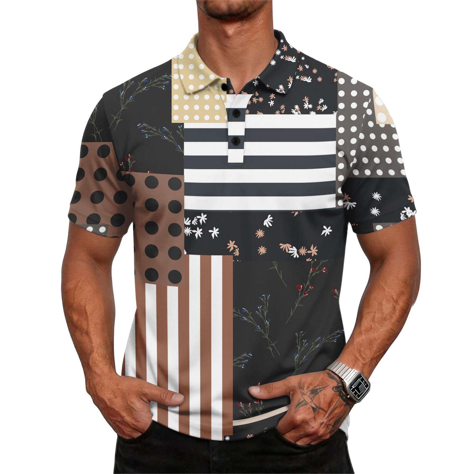 

Men s casual loose-fitting fashionable flag-patterned printed short-sleeved T-shirt top L чёрный