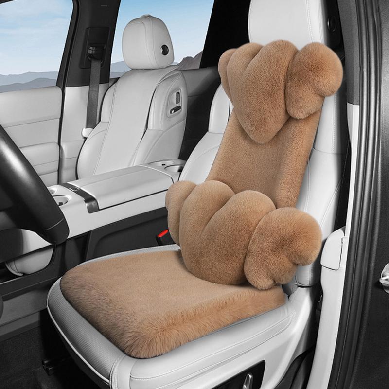 

Winter Car Seat Cushion Set Plush Square Cushion with Heart-shaped Neck Pillow Lumbar Support Thickened Warm Car Seat Cushion Other&Autumn And Winter оранжевый