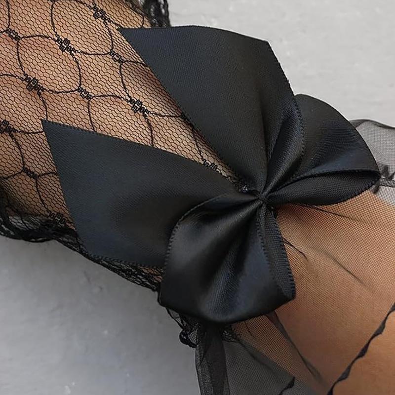 1 Paar Nagelzubehör Fotografie Spitze Netz Hohl Schleife Handschuhe Kurz Fingerlos Ärmel Dekoration Nagel Gel Lack Display