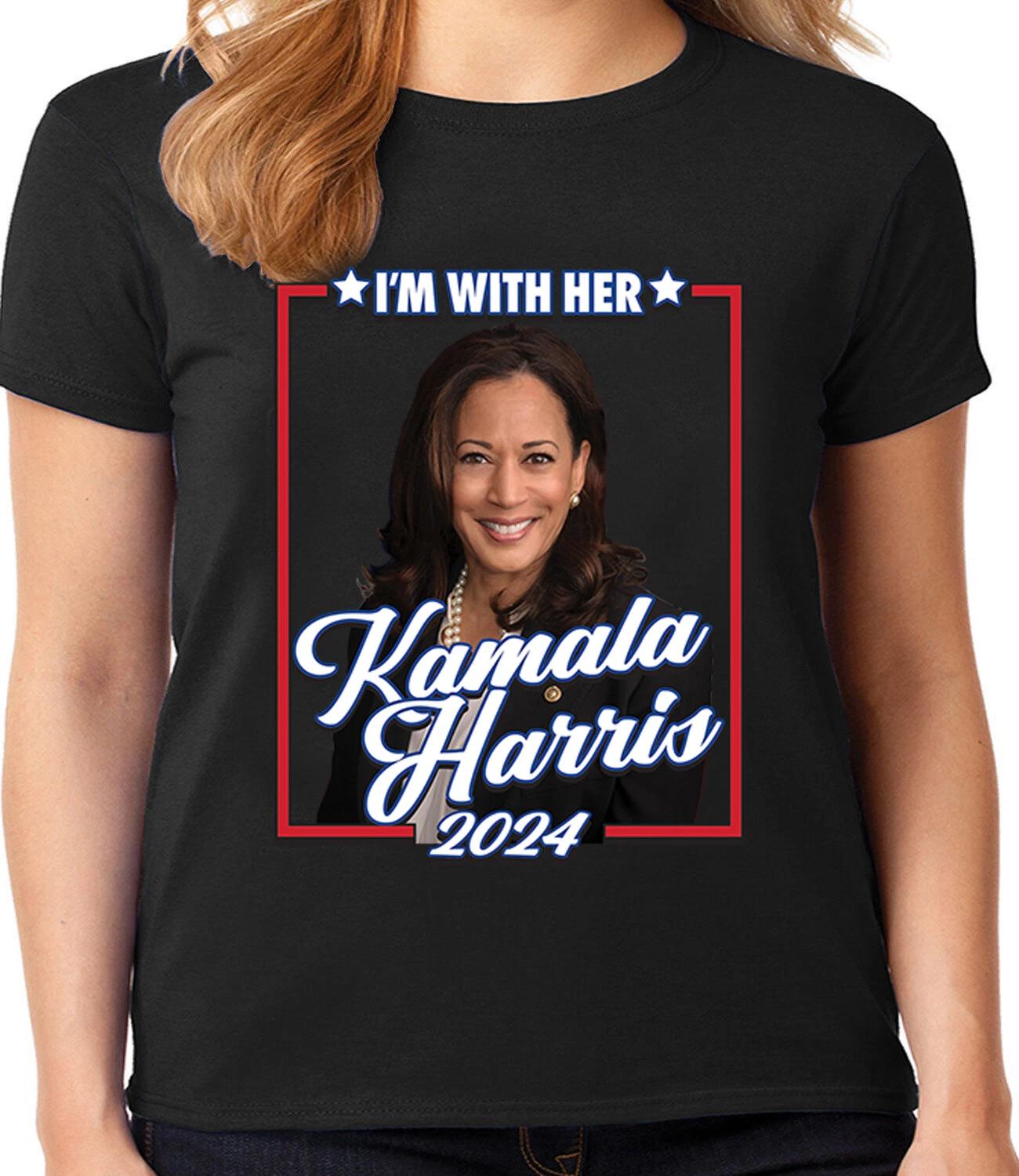 I m With Her Kamala Harris T-shirt Ladies Campaign Rally Harris Walz 2024 XS