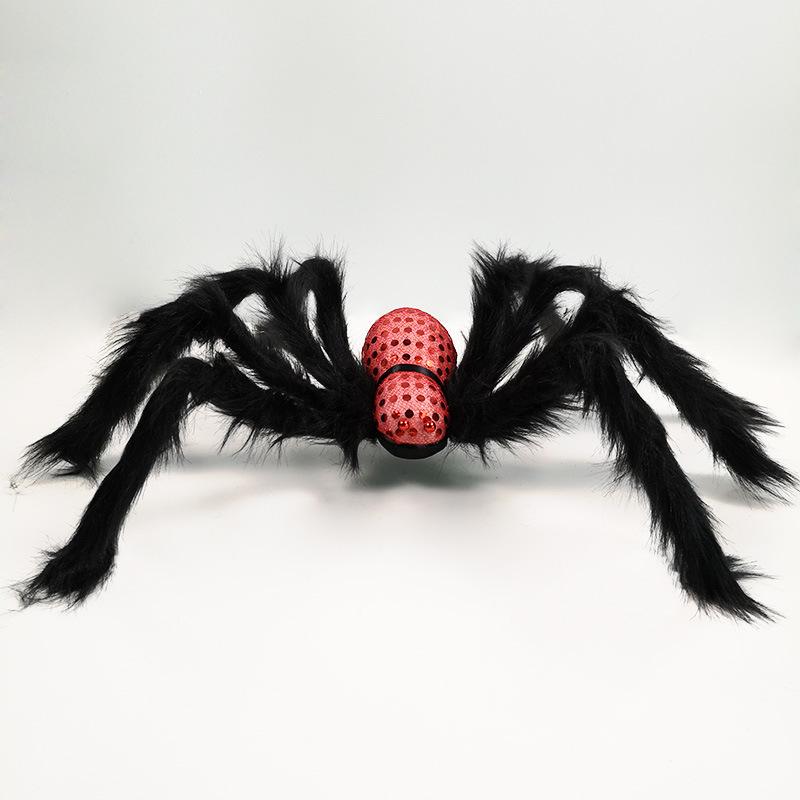 Plush Black Spider Halloween Decor - Haunted Venue Prop