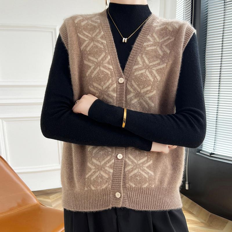 Women's Cashmere Vest Qinghe Cashmere 30% Cashmere 70% Wool Autumn and Winter Cashmere Vest Soft and Warm