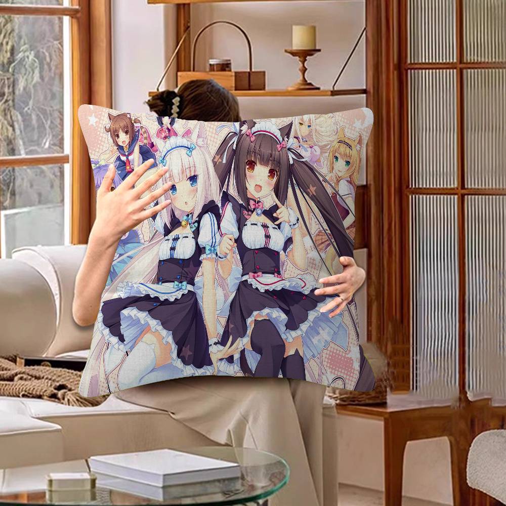Cartoon Nekopara Pillow Anime Pillow Sofa Bed Head Pillow Cover Cushion Cover 45x45 Cm Fashion
