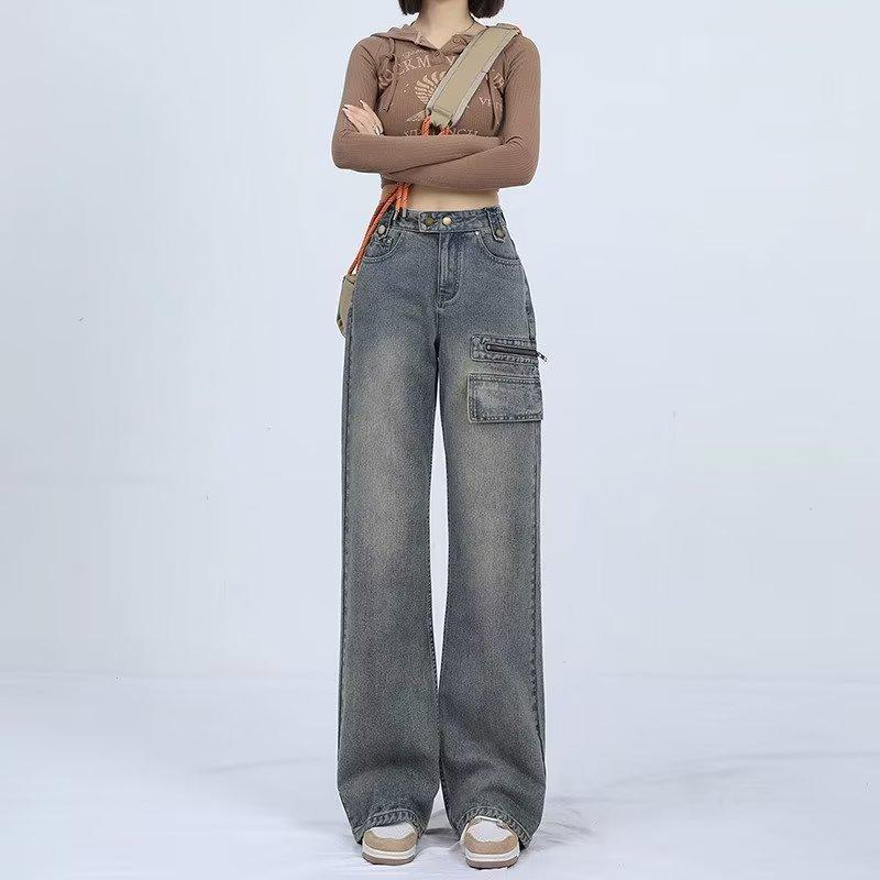 Women s Retro High Waist Wide Leg Denim Jeans - Winter and Autumn Style 2XL