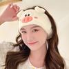 Soft and Absorbent Piggy Heart Headband for Daily Skincare and Makeup Removal Soft Plush Furry Hairband