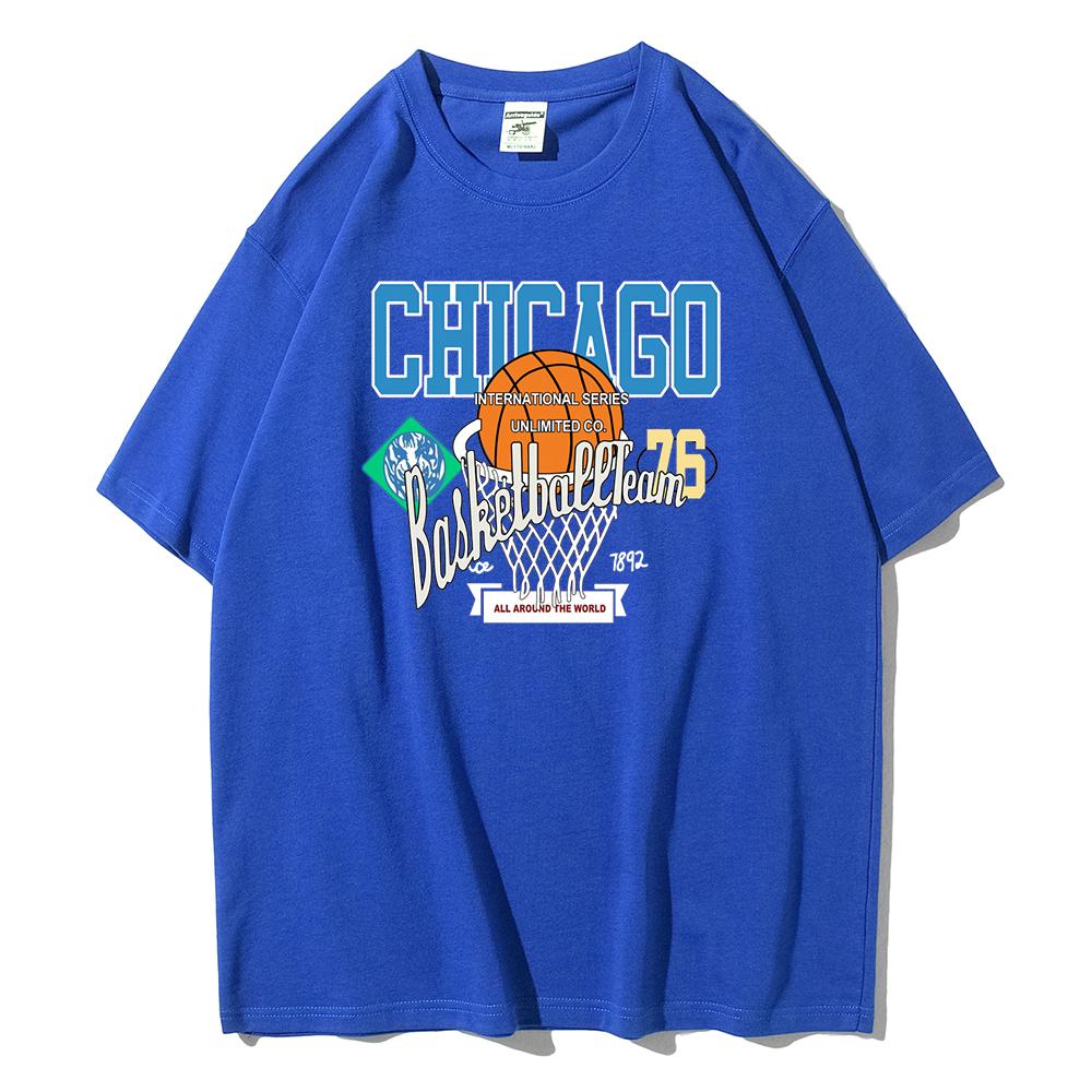 Chicago Basketball Club 76 Print Streetwear T-Shirt Women Summer Soft Cotton Brand Short Sleeve Breathable Oversize Tee Clothing