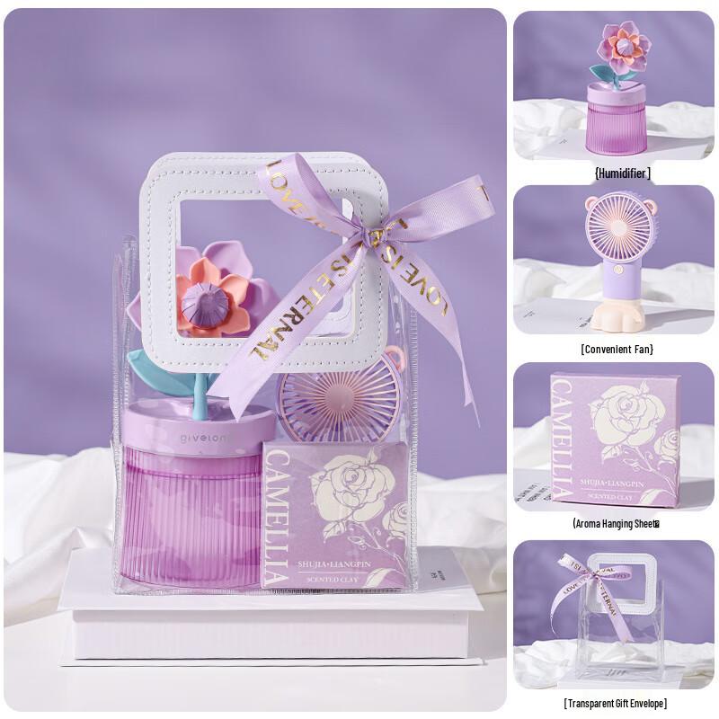 Purple Gift Set with Humidifier, Fan & Aroma Diffuser