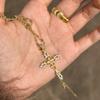 Vintage Antique High-Grade Brushed Diamond-Encrusted Cross Iris Necklace, Unique Pendant, Elegant And Delicate Neck Chain
