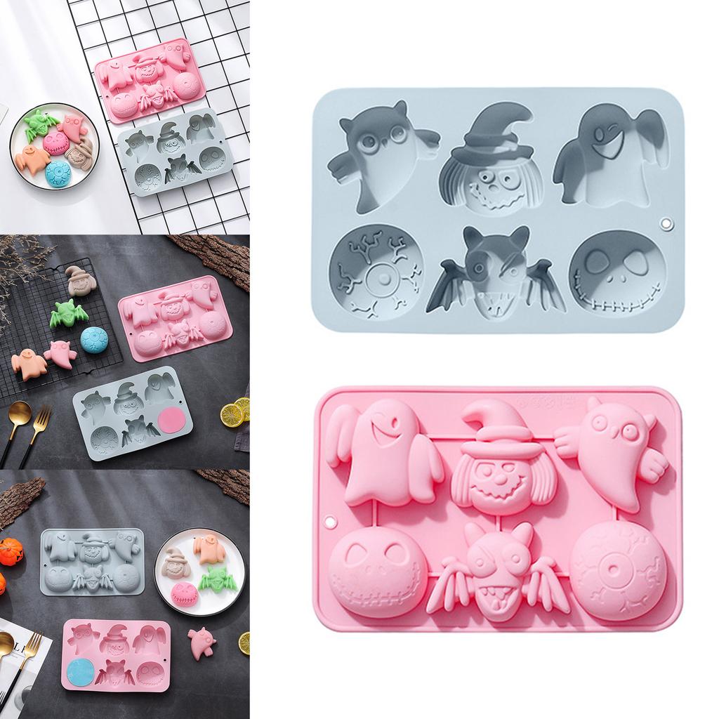 Silicone Candy Molds Chocolate Molds Cake Molds 6 Cavity Non-stick Silicone Baking Molds for Halloween Gifts Cake Deco