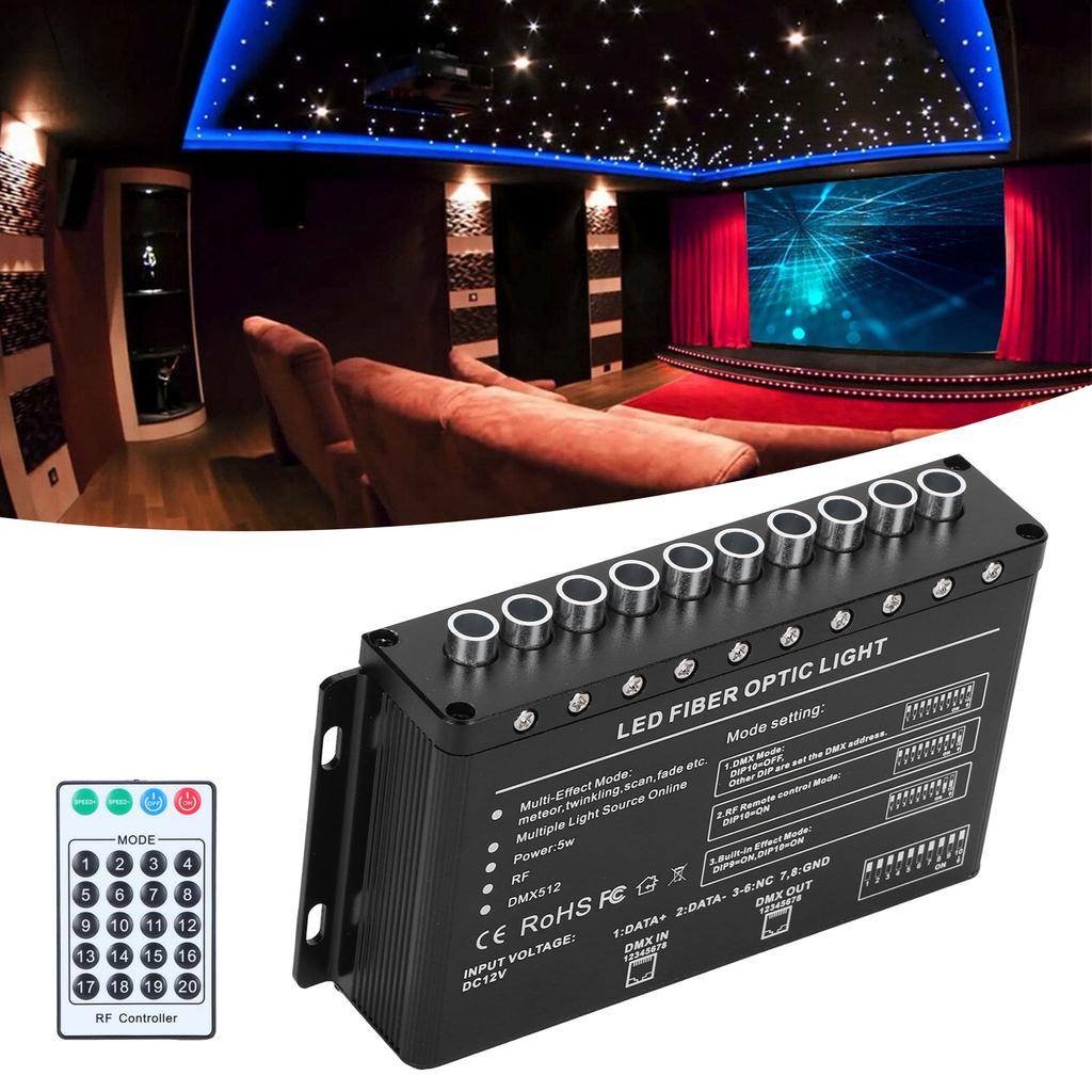 5W Fiber Optic Light LED Ceiling Star Ambient Light Source with 10 Hole for Living Room Bedroom