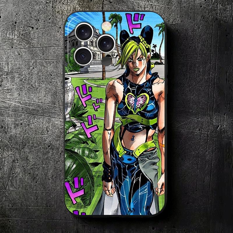 JoJo Adventure Jolyne Cujoh Soft Phone Case for iPhone 16 16E 17 Air 15 Pro Max 14 Plus 13 Mini 11 12 7 Black Cover Back Shell