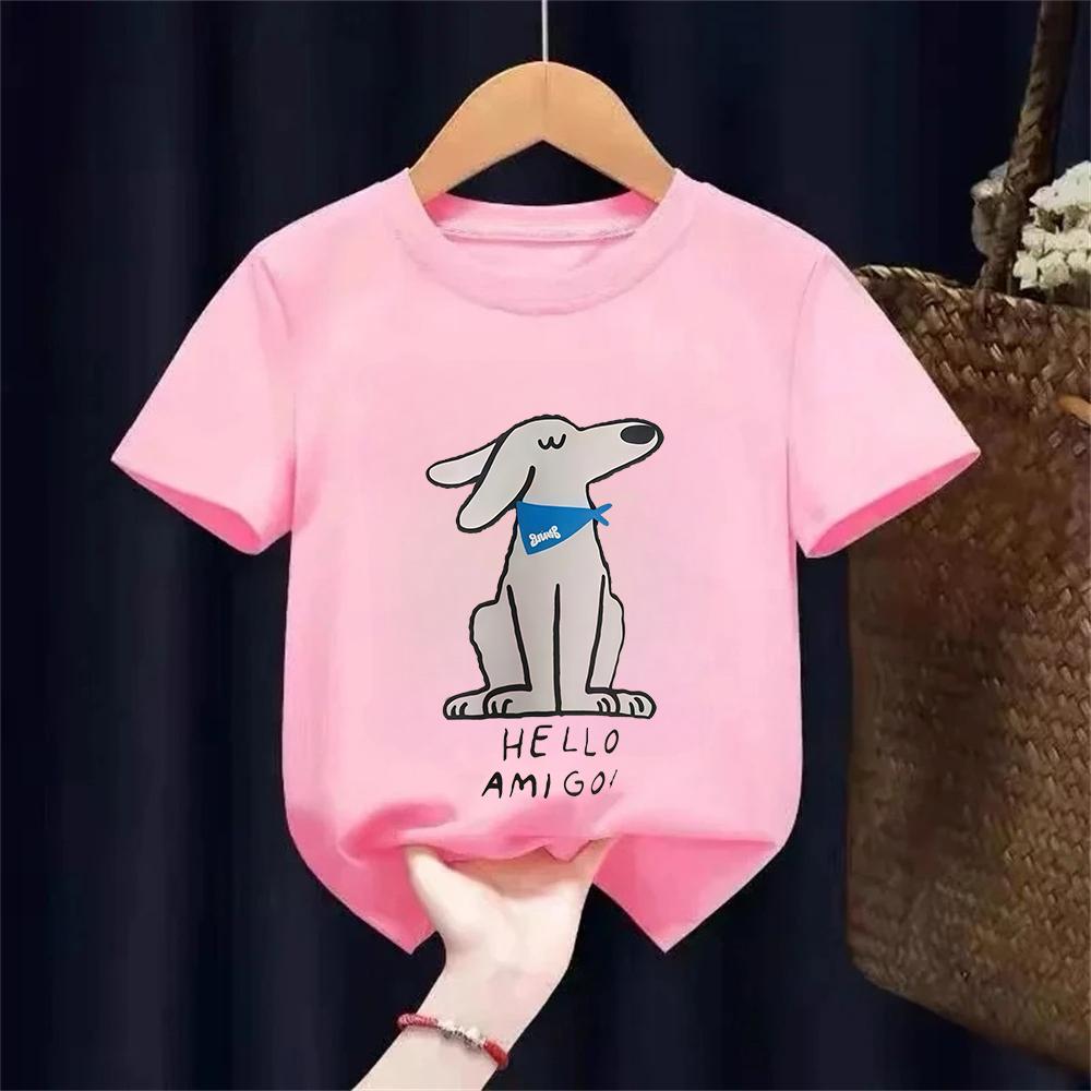 Cute Tees Casual Loose Short Sleeve Tops New Design Tops Summer Clothing Boys Girls Baby Simple Crewneck Tees Printing Tshirt