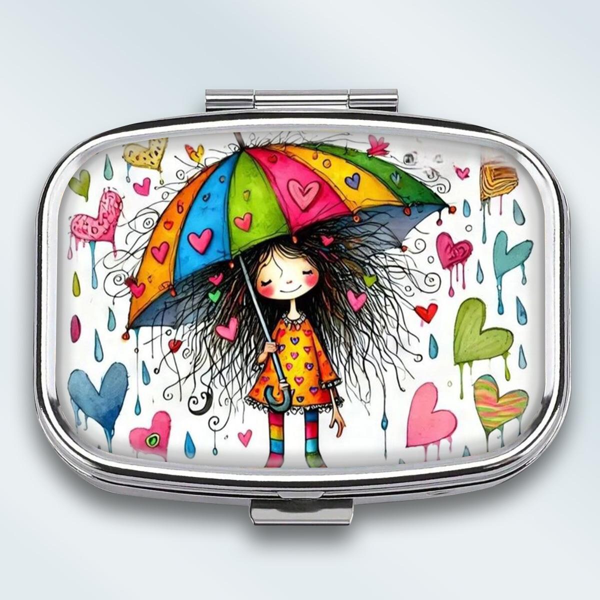 Mini Metal Jewelry Box, 2 Grids Portable Storage Case, Travel Small Organizer for Earrings and Tiny Items