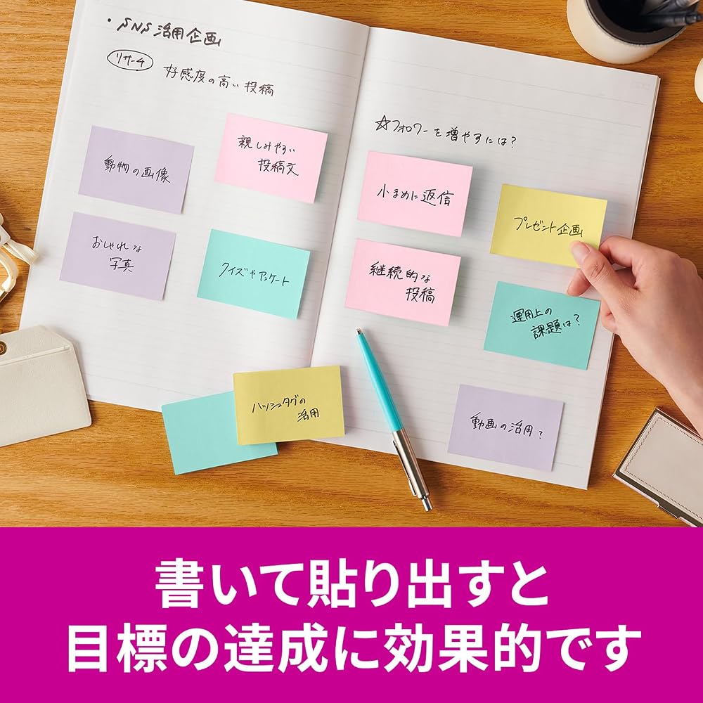 3M Post-it Notes Strong Adhesive Cute Multicolor 75×50mm 45 Sheets Pads 656SS-MC-5N