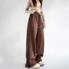 Autumn and winter white sweatpants women's trousers high waist loose side strips casual straight sweatpants wide leg trousers