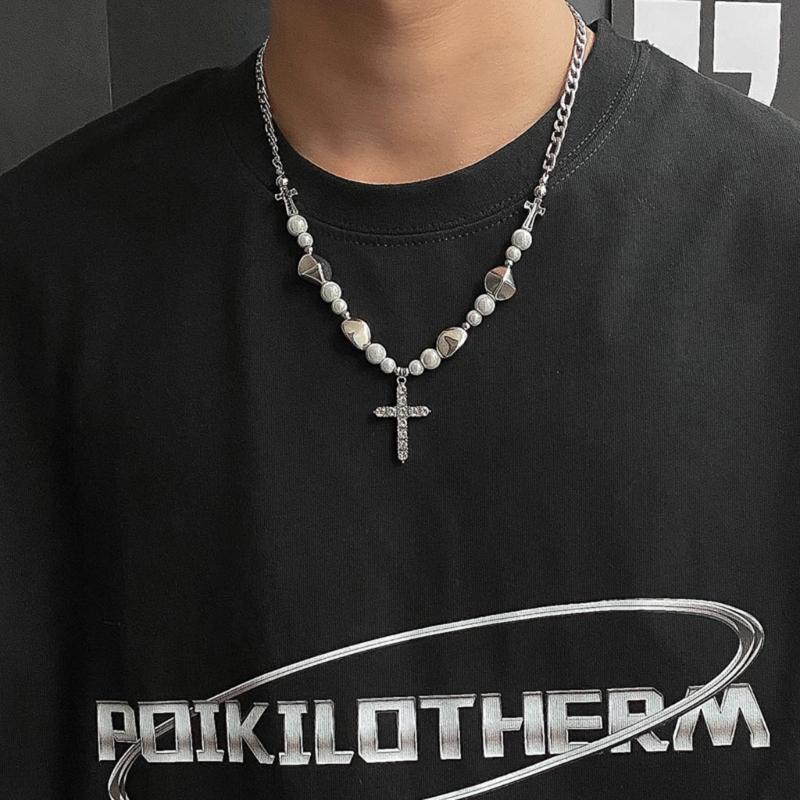 Modny Naszyjnik z Wisiorkiem Krzyżykowym Hip Hop Punk Choker Łańcuszek Obojczykowy Popularna Biżuteria dla Kobiet Dziewcząt
