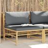 VidaXL Garden Mid-Sofa with Dark Grey Cushions Bamboo