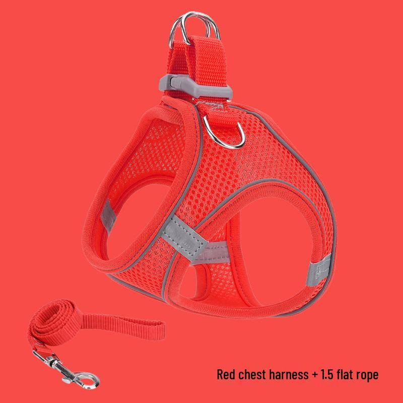 Reflective Nylon Vest-Style Dog Harness and Leash Set