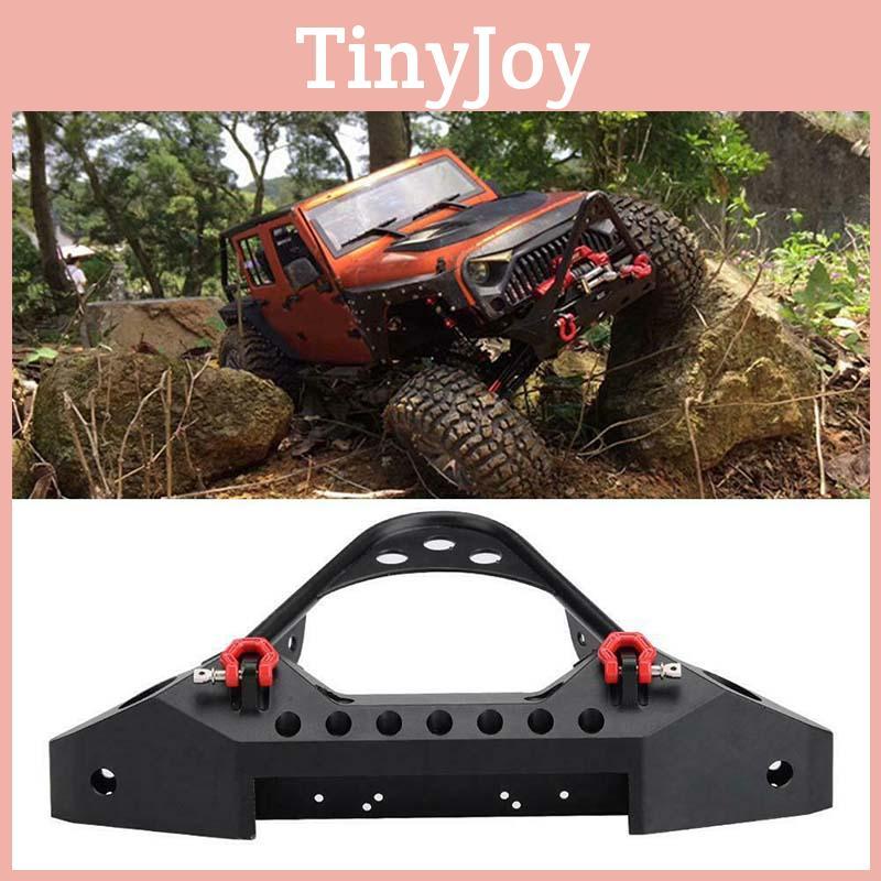 Para-choque Dianteiro de Liga Usinado CNC Preto com Manilha e Luz LED para Traxxas Trx-4 Axial Scx10 Ii Jeep