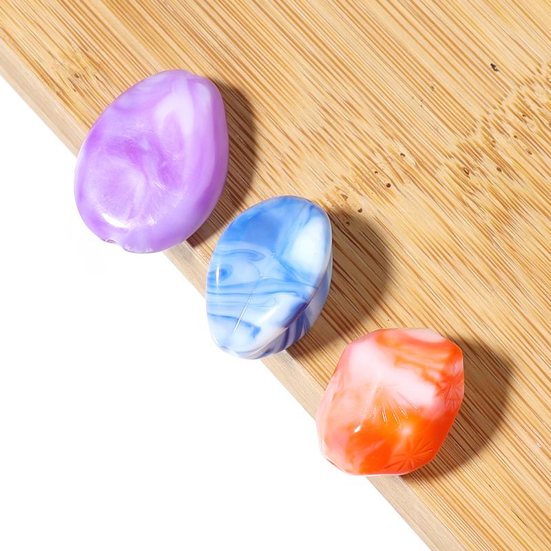 20Pcs Irregular Resin Beads Colored Ink Painting Flat Round Oval Large Hole Beads For DIY Craft Bracelet Jewelry Gift Wholesale